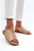 S.Barski moteriškos sandaletės su auksuota puošyba ekosuetas KV27-059 Smėlio spalvos