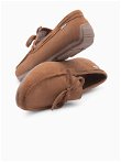 mokasino tipo odiniai batai su dirželiu rudi