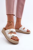 Moteriški balti odiniai sandalai su austa ekologiška oda Zaloemi