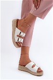 Moteriški balti odiniai sandalai su austa ekologiška oda Zaloemi