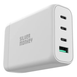 “ SMA152 130 W 3 x USB A QC 3.0 GaN įkroviklis su nuimamu maitinimo kabeliu, baltas
