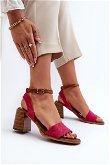 Moteriški aukštakulniai sandalai iš Ronvos fuksinijos spalvos ekologiškos zomšos