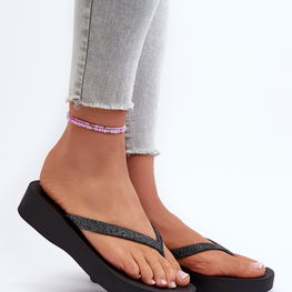 Moteriškos šlepetės su brokato dirželiu 83386 Ipanema Mesh Chic Plat Fem Black (BSB32133)