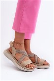 Lengvi moteriški patogūs Velcro sandalai smėlio spalvos Ceclea