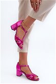aukštakulniai odiniai sandalai fuksijos spalvos