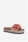 Platformos Stiletas Moteriškos Sandalais su Gėlėmis Pink Nodina