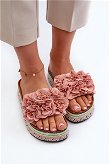 Platformos Stiletas Moteriškos Sandalais su Gėlėmis Pink Nodina