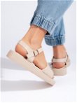 Smėlinės spalvos platforminiai moteriški sandalai