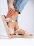 Smėlinės spalvos platforminiai moteriški sandalai