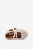 Smėlio spalvos lakuotos odos vaikų baleto bateliai su dirželiais Margenis