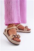 Moteriški platforminiai ir sandalai su dekoracijomis Smėlio spalvos