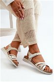Patogios ir lengvi moteriški sandalai su Velcro Inblu smėlinės-sidabrinės spalvos