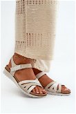 Patogios ir lengvi moteriški sandalai su Velcro Inblu smėlinės-sidabrinės spalvos