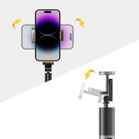 Bluetooth“ asmenukių lazda su nuotoliniu valdymu, trikojis iki 141 cm – juoda