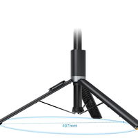 Bluetooth“ asmenukių lazda su nuotoliniu valdymu, trikojis iki 141 cm – juoda