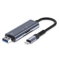 SD / micro SD“ kortelių skaitytuvas su Lightning“ / USB-A jungtimi – pilkos spalvos