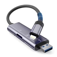 SD / micro SD“ kortelių skaitytuvas su Lightning“ / USB-A jungtimi – pilkos spalvos