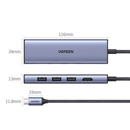 6in1 USB A 3.0 / SD/TF kortelių skaitytuvas - pilkas