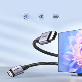 mini HDMI / HDMI 2.1 8K laidas 1m - pilkas