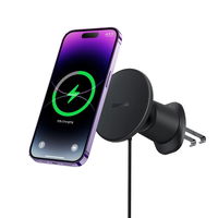 Automobilinis laikiklis iPhone su 15 W indukciniu įkrovikliu oro ventiliacijos angai - juodos spalvos