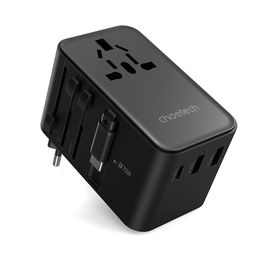 70 W universalus kelioninis adapteris su įmontuotu USB-C laidu – juodas
