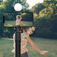Selfių lazda WR1YXS teleskopinis trikojis 0,71 m su apvalia lempa – juodas