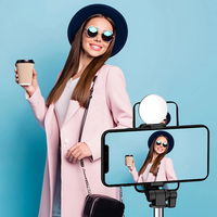 Selfių lazda WR1YXS teleskopinis trikojis 0,71 m su apvalia lempa – juodas