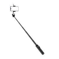 Selfie“ lazda WC12YDS, 1,3 m teleskopinis trikojis iš aliuminio lydinio su dviguba lempa ir telefono laikikliu – juoda