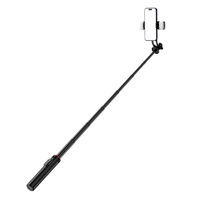 Selfie“ lazda WC12YDS, 1,3 m teleskopinis trikojis iš aliuminio lydinio su dviguba lempa ir telefono laikikliu – juoda