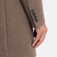 Elegantiškas vyriškas vienaeilis vilnonis paltas - rudas