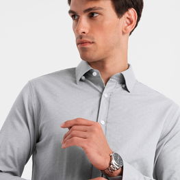 Vyriški SLIM FIT marškiniai dekoratyvinio audinio - pilki