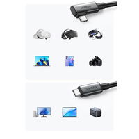 kampinis USB C PD kabelis, 60 W, 3 A 5 Gb/s, 5 m, juodas