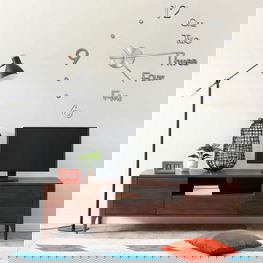 Sieninis laikrodis, sidabrinis, 100cm, modernus, 3D, XXL