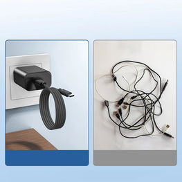 W USB-C magnetinė jungtis (1,2 m) – juoda
