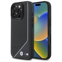 BMW M Perforated Twisted Line MagSafe dėklas iPhone 16 Pro Max telefonui – juodos spalvos