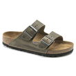 Birkenstock Arizona Soft Footbed Oiled Leather Narrow Faded Khaki siaurai pėdai moteriškos/vyriškos šlepetės su aliejumi apdirbta oda (1019377)