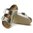 Vaikiškos mergaitiškos šlepetės Birkenstock Arizona Kids Birko-Flor“ Electric Metallic Gold siauros (1014841)