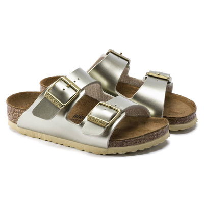 Vaikiškos mergaitiškos šlepetės Birkenstock Arizona Kids Birko-Flor“ Electric Metallic Gold siauros (1014841)