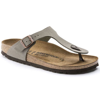 Birkenstock“ vyriškos pilkos plačios Gizeh Birko-Flor Nubuck Stone“ šlepetės (43391)