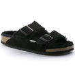 Birkenstock Arizona VL Shearling Black dirbtinio zamszo aukštai kulniukai moteriškos šlepetės