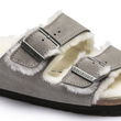 Birkenstock Arizona Shearling Stone Coin šlepetės moterims/vyrams iš zomšos su avikailiu narrow siauros (1017403)