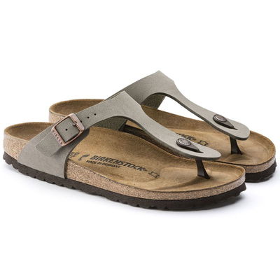 Birkenstock Gizeh Stone Birko-Flor siaurieji japonki siauroms pėdoms, pilkos spalvos