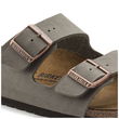 Birkenstock Arizona Birko-Flor Nubuck Stone“ vyriškos / moteriškos šlepetės, pilkos spalvos, praplatintos