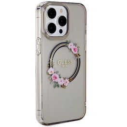 Guess IML Gėlių vainiko MagSafe dėklas iPhone 15 Pro Max“ – juodas