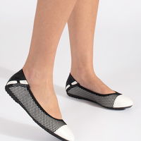 Balerinos juodos ir baltos spalvos puoštos tinkleliu (POL85622)