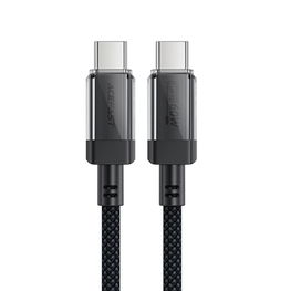 USB C PD laidas 60 W 480 Mb/s su nailono apvija – juodas
