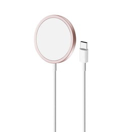 Magnetinė belaidžio įkrovimo stotelė USB-C, suderinama su MagSafe, 1 m, rožinė