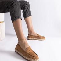 Espadrilės moterims su platforma, karamelinės spalvos (GRM31071)