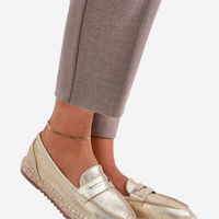 Auksinės moteriškos espadrilės su džiuto pynimu ir lygiu padu (BSB35529)