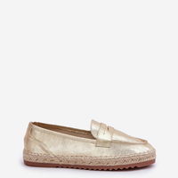 Auksinės moteriškos espadrilės su džiuto pynimu ir lygiu padu (BSB35529)
